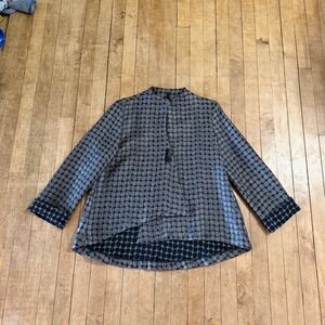 IC by Connie K Jacket Womens Sz M Taupe Patterned Loose Asymmetrical Lagenlook